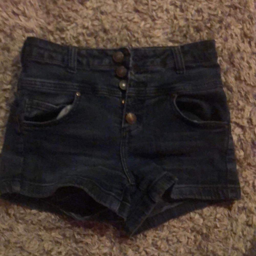 dark blue denim shorts